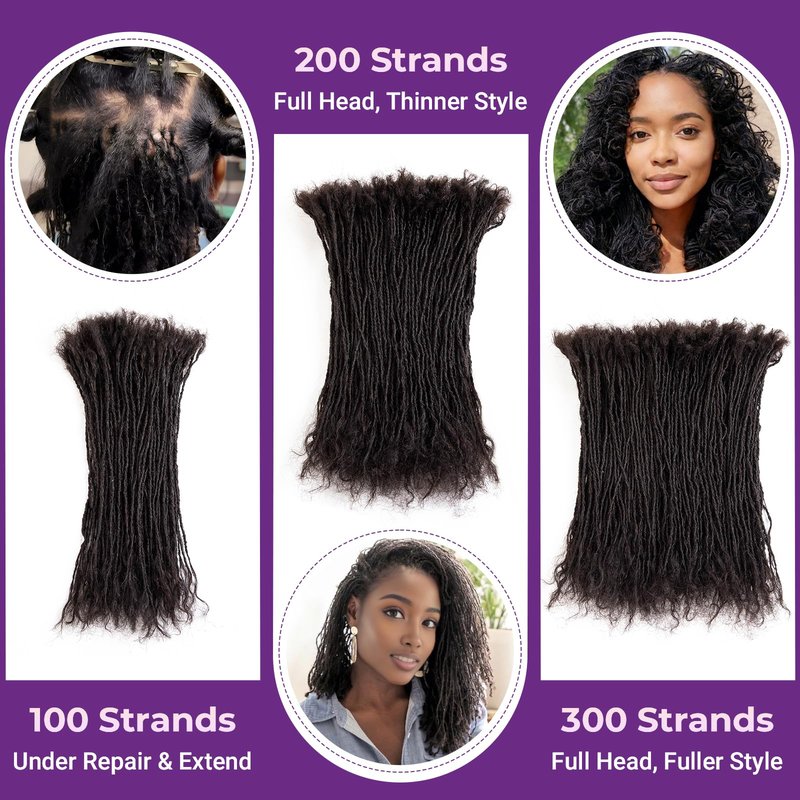 8-12 Inch Sister loc Human Hair Handmade Interlock Locs Curly Tips Sister Locks Real Human Hair Microlocs Extensions Permanent Dreadlock Extensions Natural Soft Looking(0.1cm,8 Inch-30 Strands)