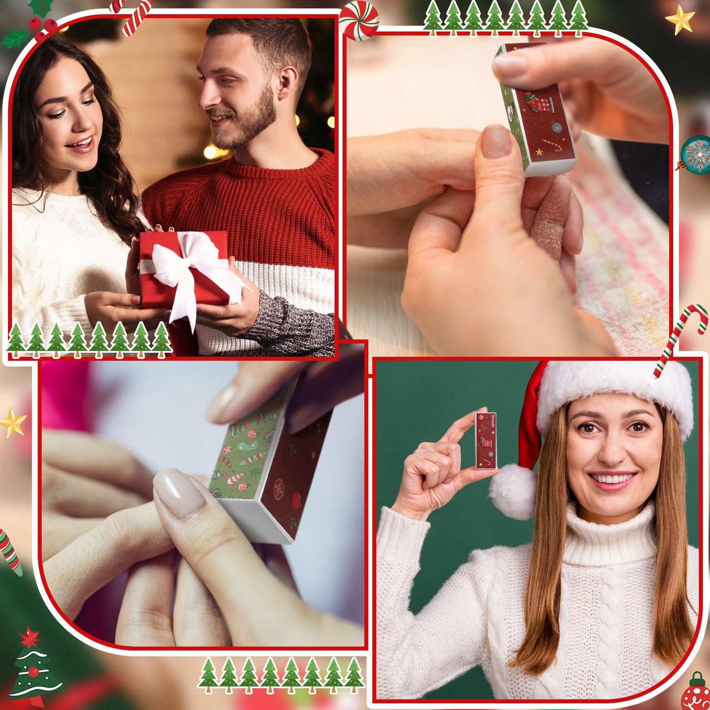 FoldTier 50 Pcs Christmas Nail Buffer Blocks Gifts Bulk Xmas Tree Snowman 4 Way Nail Buffer Files for Natural Acrylic Nails Xmas Party Stocking Stuffers Gifts for Women Customers Coworkers Staff