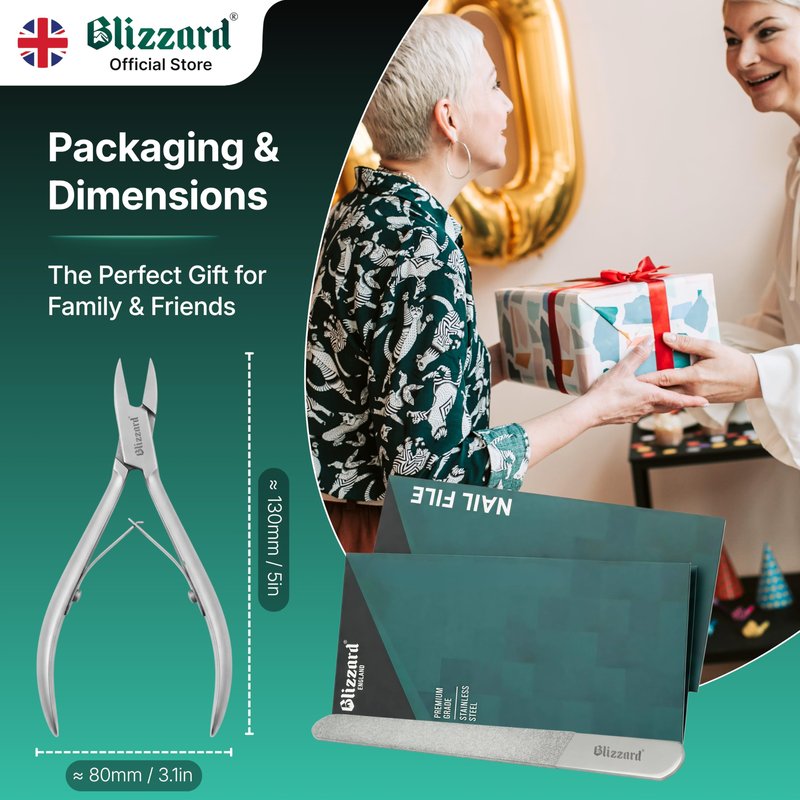 Blizzard Ingrown Toenail Clippers - Podiatrist Toe Nail Clippers for Thick Nails for Seniors - German Forged Nail Cutter - Ingrowing Nail Clippers for Men with Toenail File - 5" Straight Head