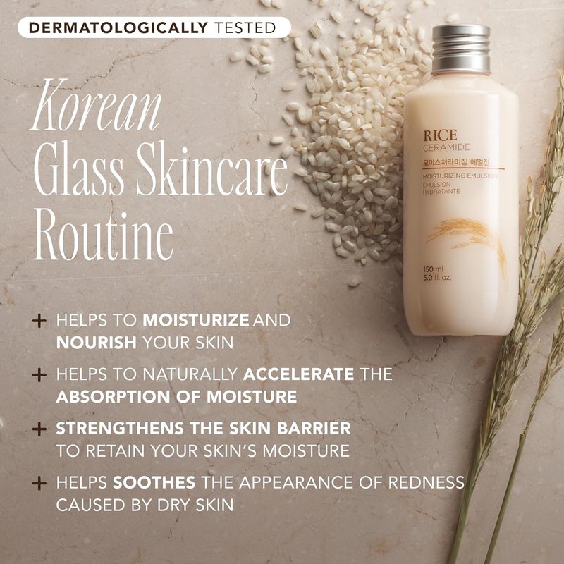 The Face Shop Rice Ceramide Moisturizing Skincare Set - Hydrating Toner & Moisturizer for Dry Skin | Travel Size Gift Set