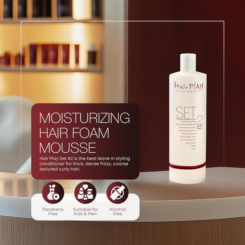 HairPlay Hair Foam Mousse - Medium Hold Curl Defining Foam for Frizz Control | 16 Fl Oz