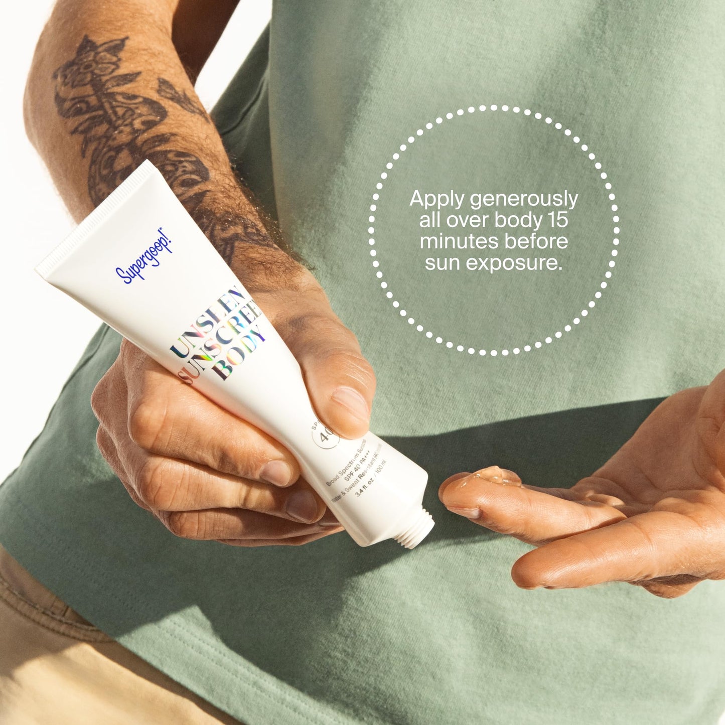 Supergoop! Unseen Sunscreen Body SPF 40 - Clear & Invisible Sun Protection - 3.4 fl oz - Weightless & Scentless - Water & Sweat Resistant - For All Skin Types