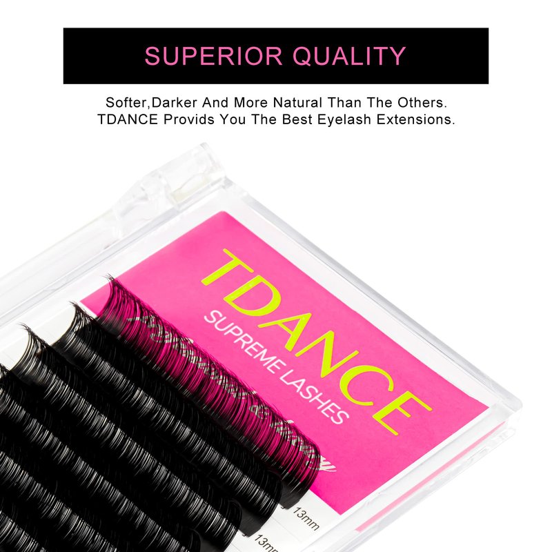 TDANCE Lash Extension Matte Black Eyelash Extension C CC D DD J B L Curl Volume & Classic Lash Extensions 0.03-0.18mm Thickness Professional Salon Use(0.18-CC,16 mm)
