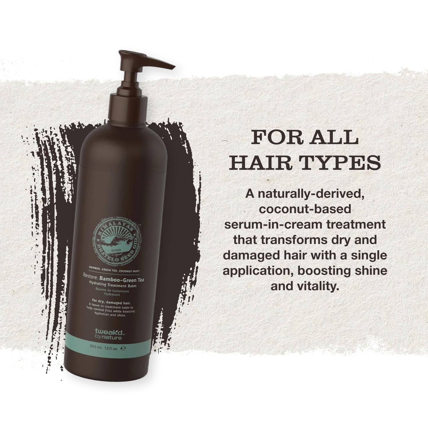 Tweak’d by Nature - Restore Bamboo-Green Tea Hydrating Leave In Hair Treatment, Strengthening Hair Serum, Invigorating Green Tea, Bamboo, and Coconut Scent, Cruelty Free (12 ounces)