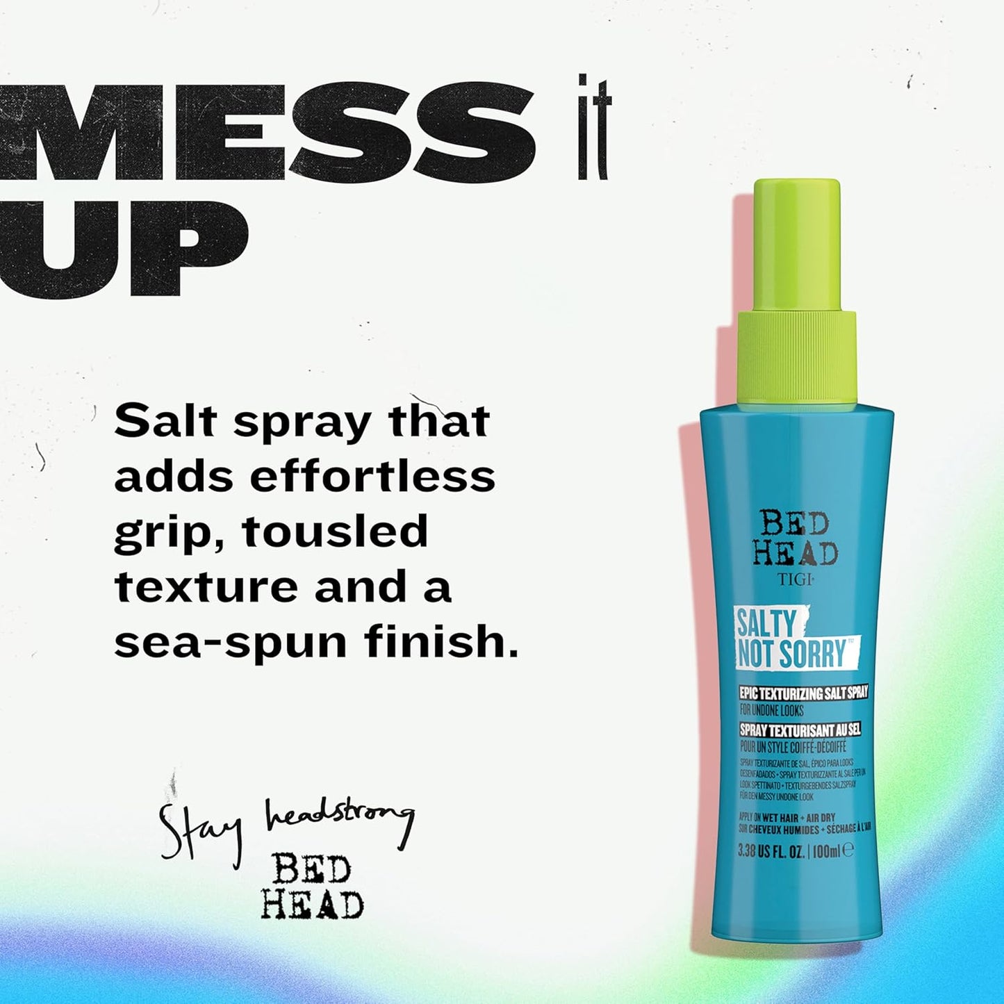Bed Head Salty Not Sorry Texturizing Salt Spray - Effortless Natural Hairstyles, 3.38 fl oz