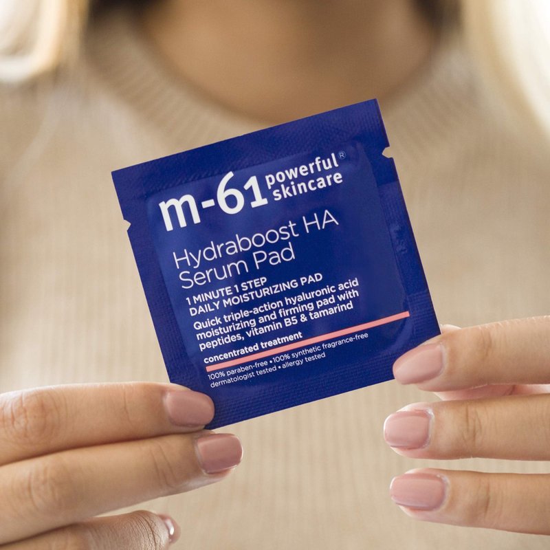 m-61 Hydraboost HA Serum Pad | Hyaluronic Acid Serum Pads to Firm and Moisturize Up to 48 Hours. Dermatologist Tested. Fragrance Free. For All Skin Types. Individually Wrapped - 10 Units