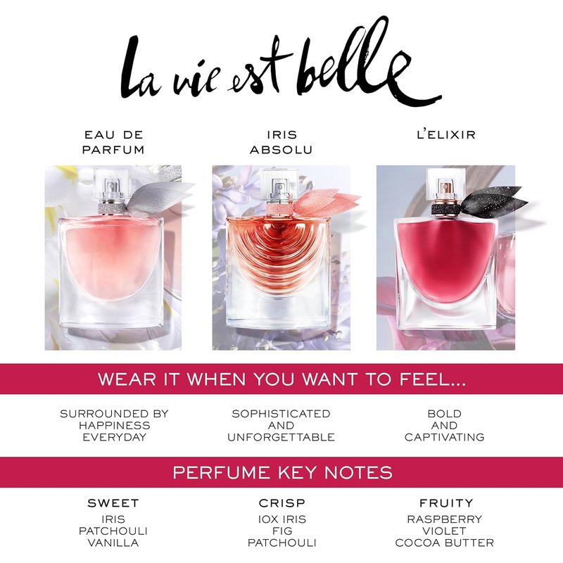 Lancôme La Vie Est Belle L'Elixir Eau de Parfum - Long-Lasting Floral Fragrance with Raspberry, Violet & Cocoa Butter | Women's Perfume