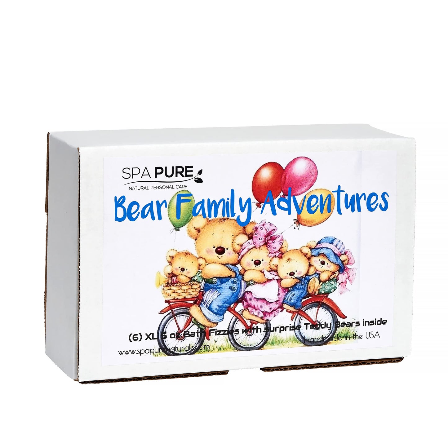 Bath Bomb Fizzies with Surprise: 6 Bear Family Toys Inside Bath Bombs, Huge Balls (5 oz) Safe, Great for Bubble Baths, Perfect for Little Girls and Boys (6 Count) Pack of 1