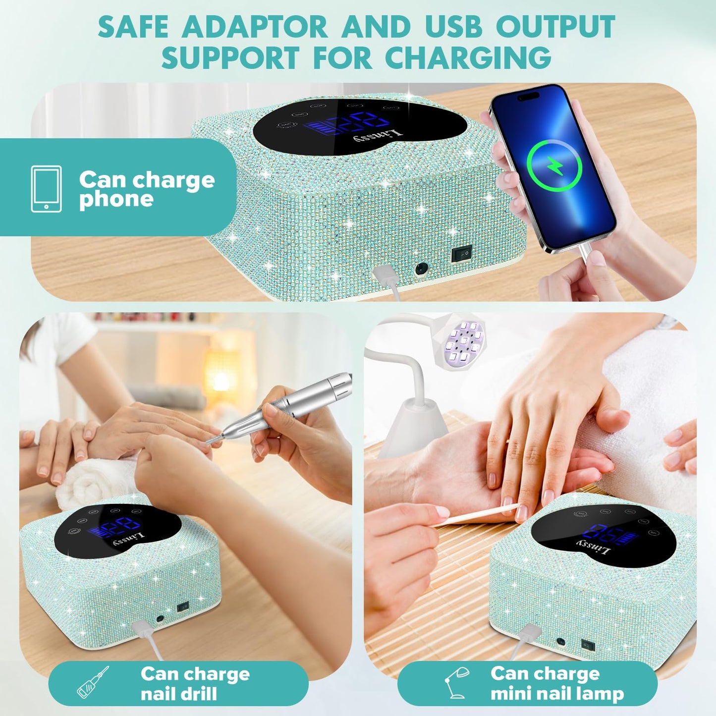 72W Cordless UV LED Nail Lamp for Gel Nails,Nail Dryer with 5 Timers