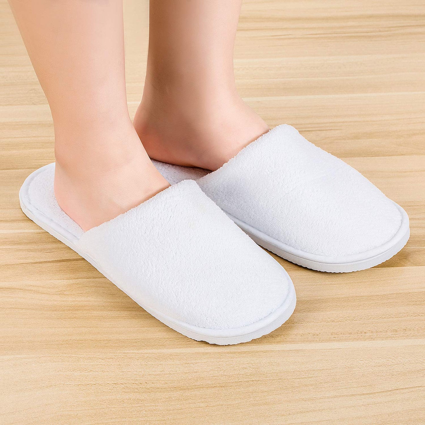 Spa Slippers - Disposable Closed-Toe Hotel Slippers | Non-Slip Unisex for Weddings, Travel & Home - 10 Pairs, 2 Sizes