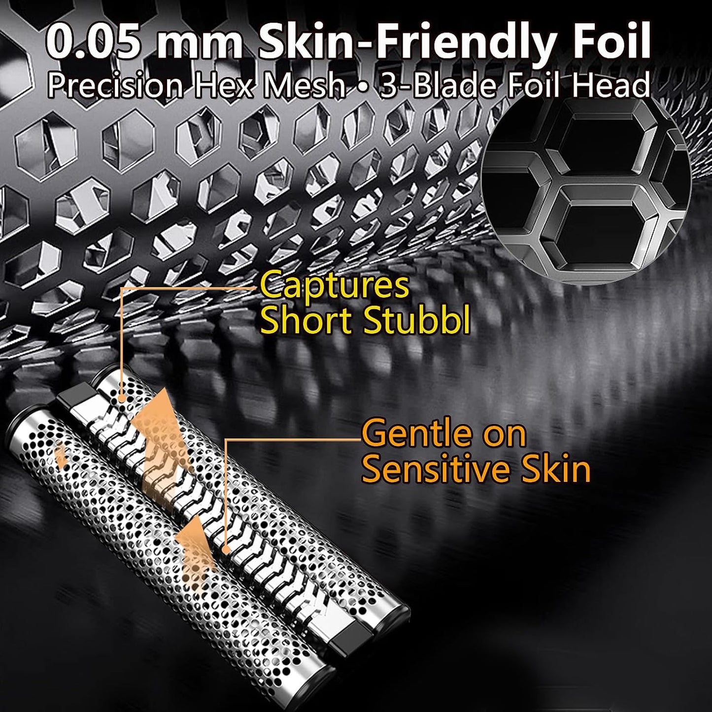 Electric Foil Shaver for Men - IPX6 Waterproof, Mini Wet/Dry, USB-C Fast Charge | Close Shave, Travel Case Included