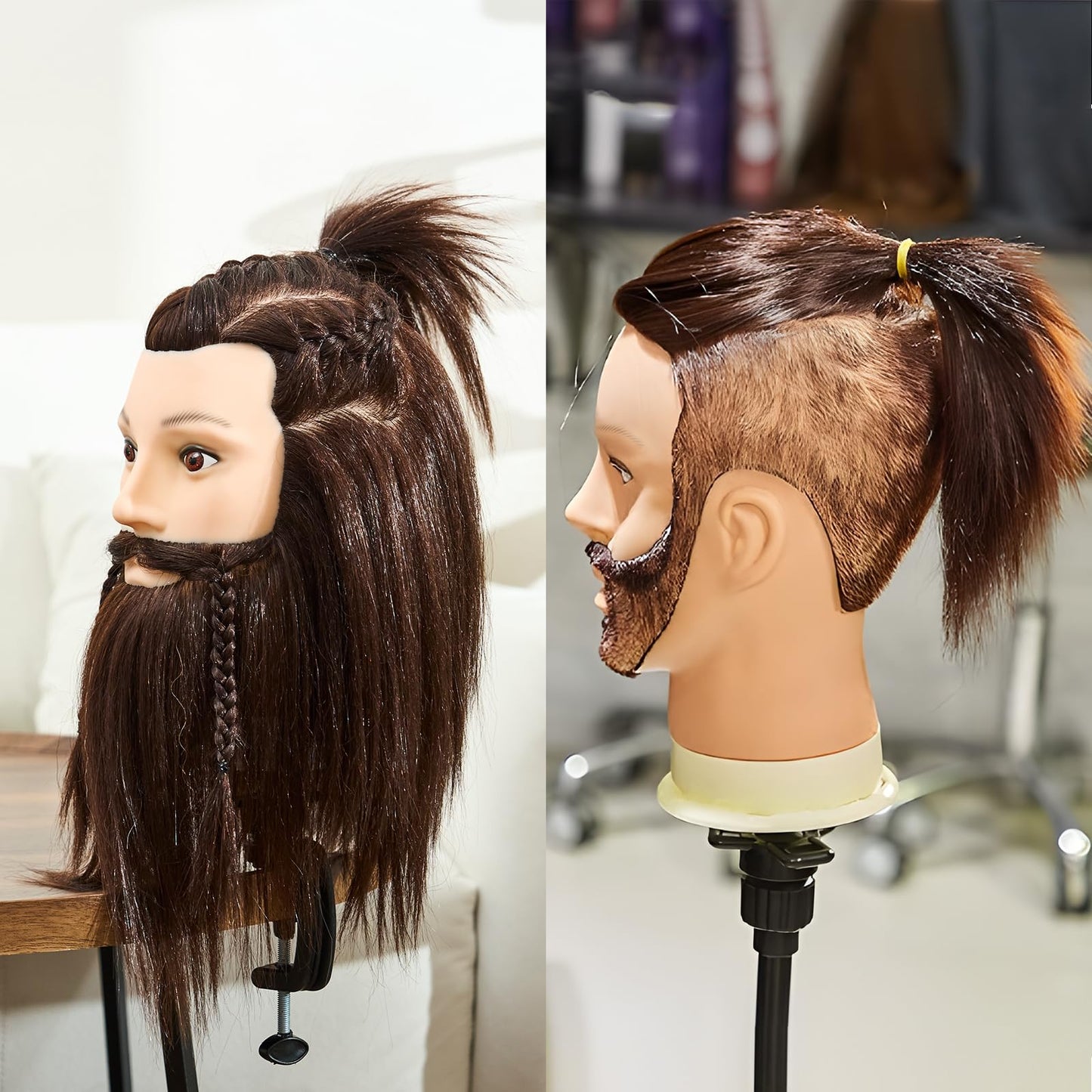 Male Mannequin Head with Hair,10" Barber Mannequin Head,Cosmetology Hairdresser Training Doll Manikin Head for Hair Styling and Practice（black）