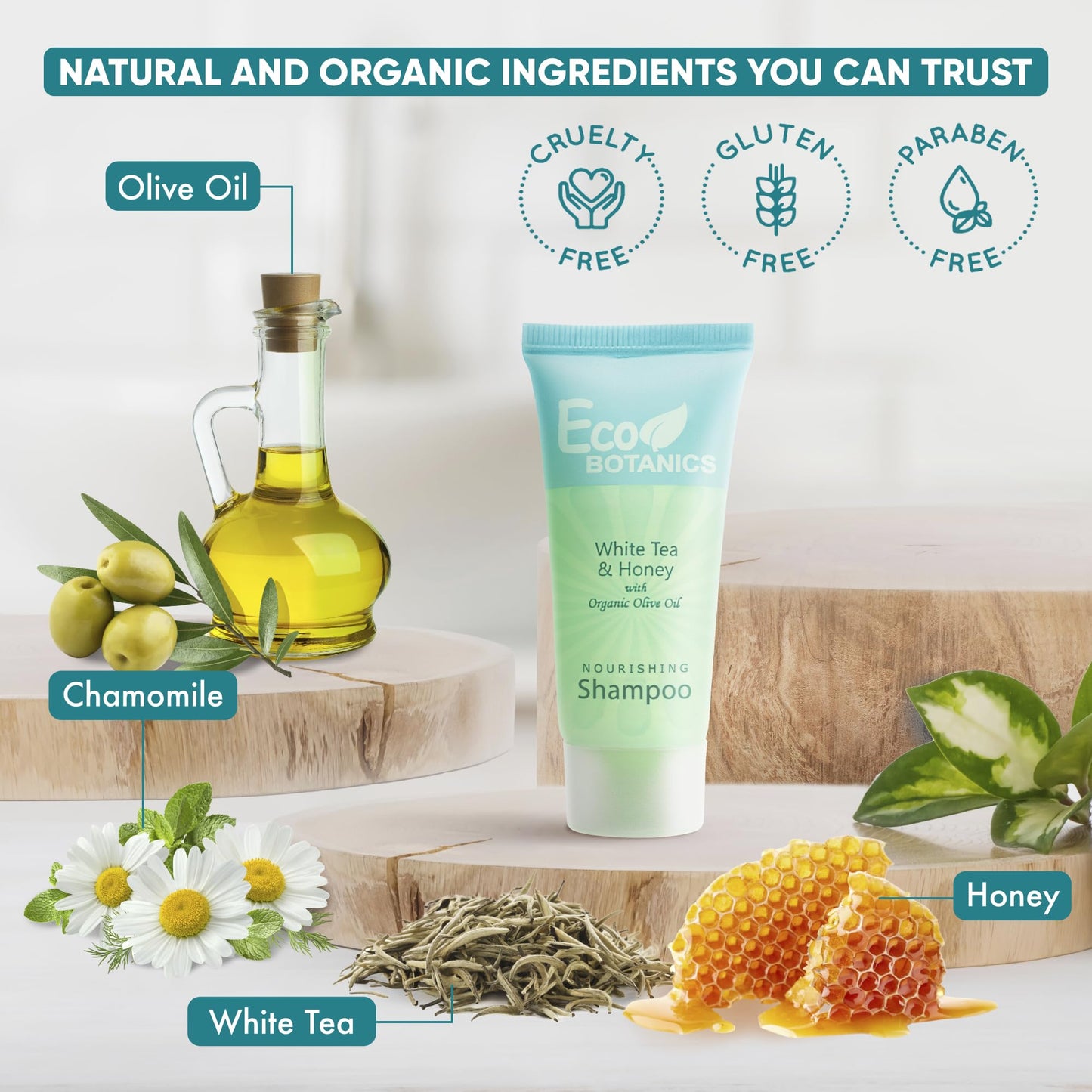 Eco Botanics Travel-Size Hotel Shampoo and Conditioner .85 oz (Case of 20)