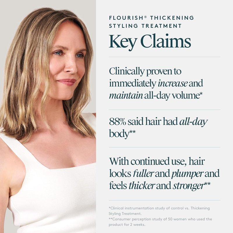 VIRTUE Flourish Hair Thickening Treatment - Volumizing Solution for Fine Hair | 4 Fl Oz