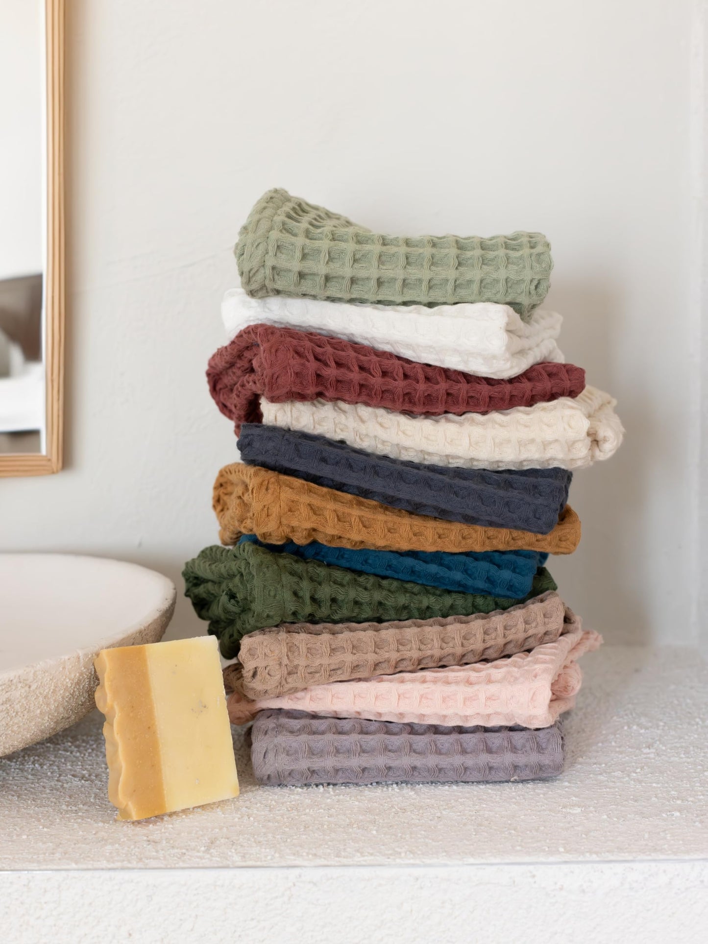 Viva Maison Premium 100% Turkish Cotton Wash Cloths & Face Towels Pack of 8, Luxury Turkish Waffle Washcloth Ideal for Bath, Makeup, Kitchen (Dark Red, Set of 8 Washcloths)