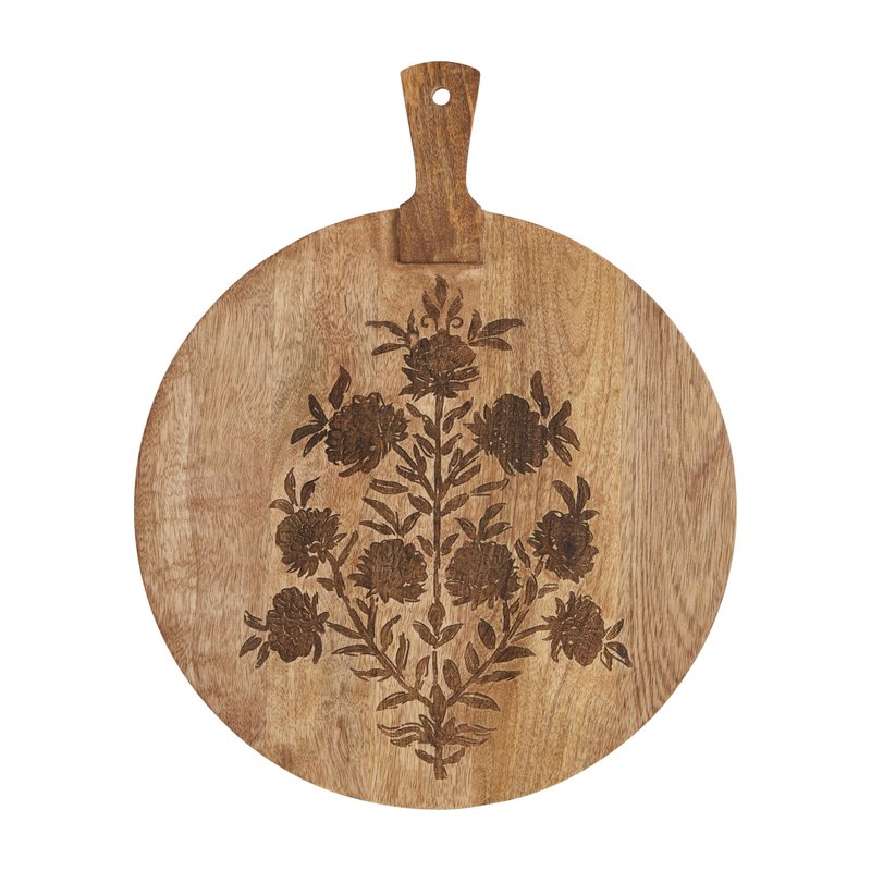 Mud Pie Block Print Circle Board; 18 1/2" x 15"