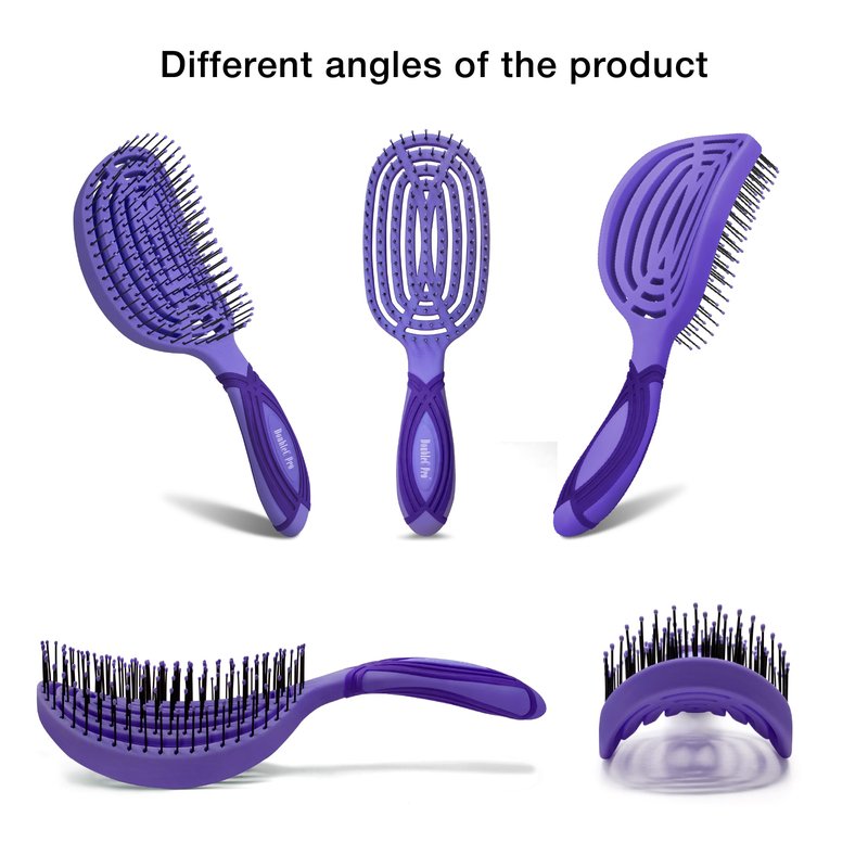 NuWay DoubleC Pro Professional Detangling Hair Brush – Patented Double Curve Scalp Care Brush for Gentle Detangling, Blow-Dry Styling & Wet or Dry Hair (Hyacinth)