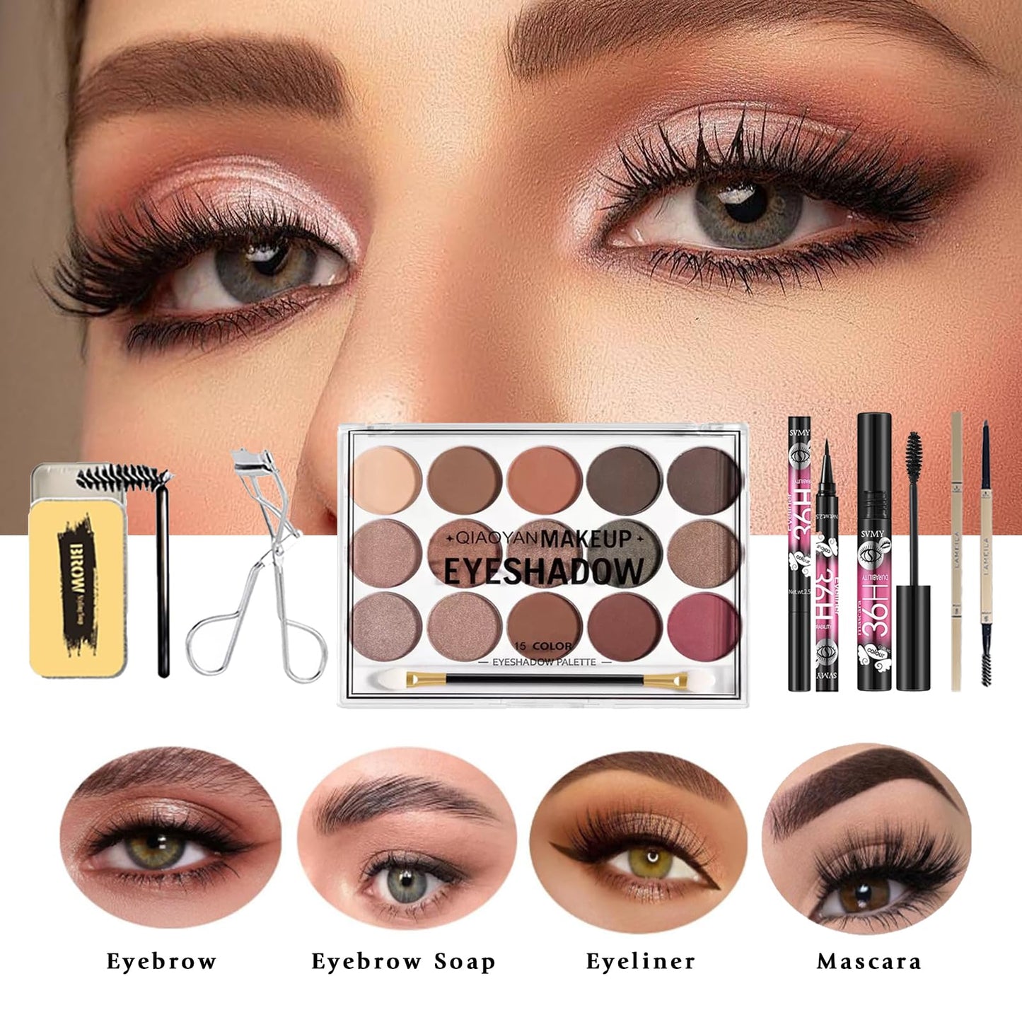 37 Pcs All in One Makeup Kit for Women Full Kit, Makeup Gift Set for Beginners Teenager, Multipurpose Makeup Set Includes Eyeshadow Palette Contour Stick Cosmetic Brush (A204)