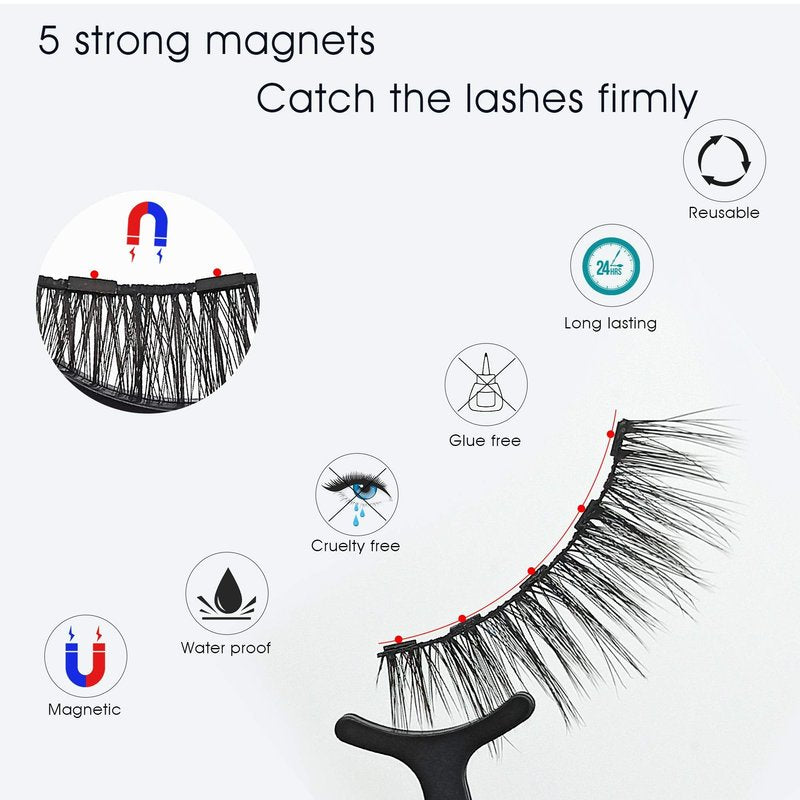 Alcastar Magnetic Eyelashes with Eyeliner Kit, Magnetic Lashes Natural Looking with, Reusable,Long Lasting, Easy Apply,Cruelty-Free (ATZ1004-A1)