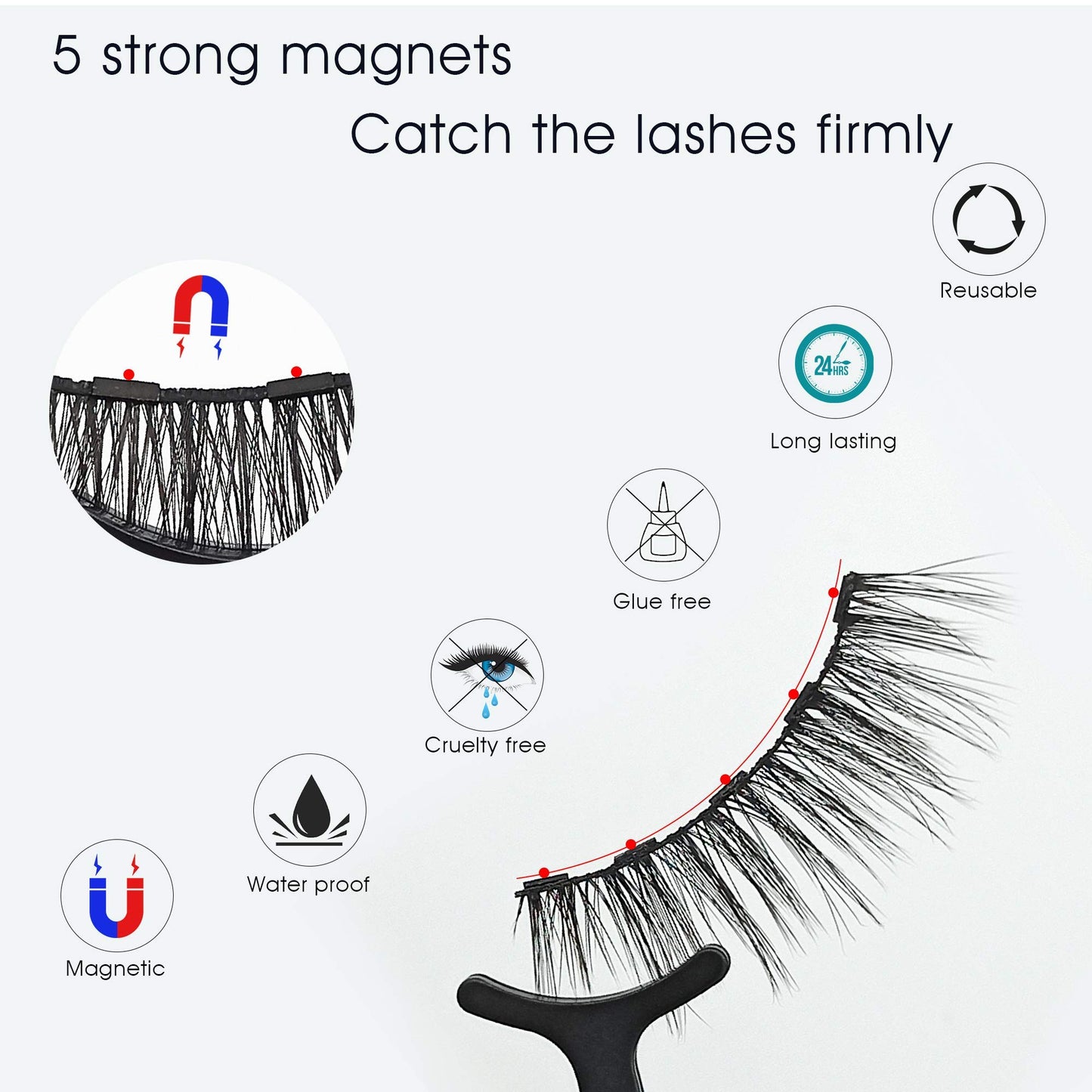 Alcastar Magnetic Eyelashes with Eyeliner Kit, Magnetic Lashes Natural Looking with, Reusable,Long Lasting, Easy Apply,Cruelty-Free (ATZ1004-A1)