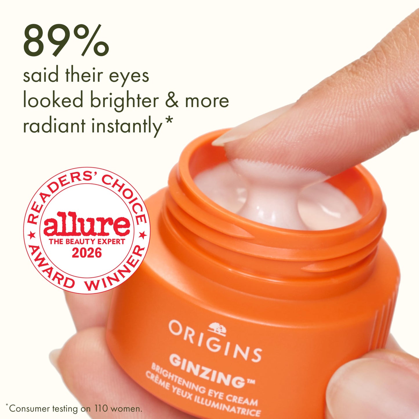 Origins GinZing Brightening Eye Cream with Vitamin C & Niacinamide| Visibly Reduces Dark Circles, Warm, 0.5 Fl Oz