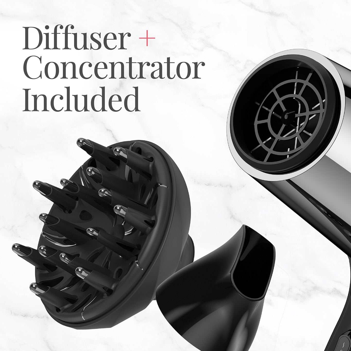 Remington Impact Resistant Hair Dryer, 1875-Watt Blow Dryer with Tourmaline, Titanium & Ceramic Technology, 3 Heat, 2 Speed Settings, Cool Shot, Diffuser & Concentrator Attachments