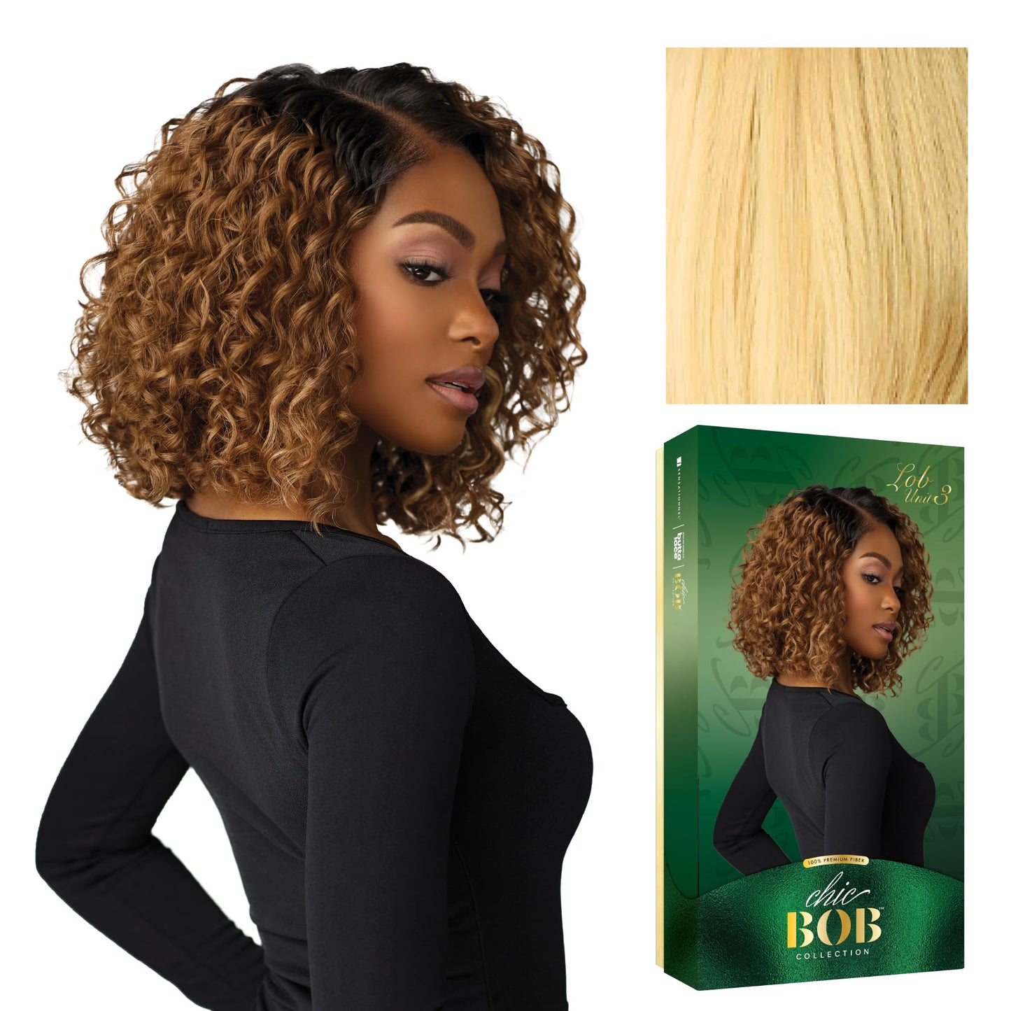 Sensationnel Chicbob Lace Frontwig-Lob Unit 3, CREAMYBLONDE