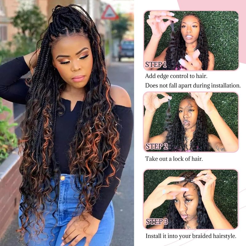 1B/30 Braiding Human Hair Ombre Water Wave 2 Bundles Highlight Curly Bulk Boho Braids Human Hair Extensions 100g 18 Inch Balayage Human Braiding Hair Knotless