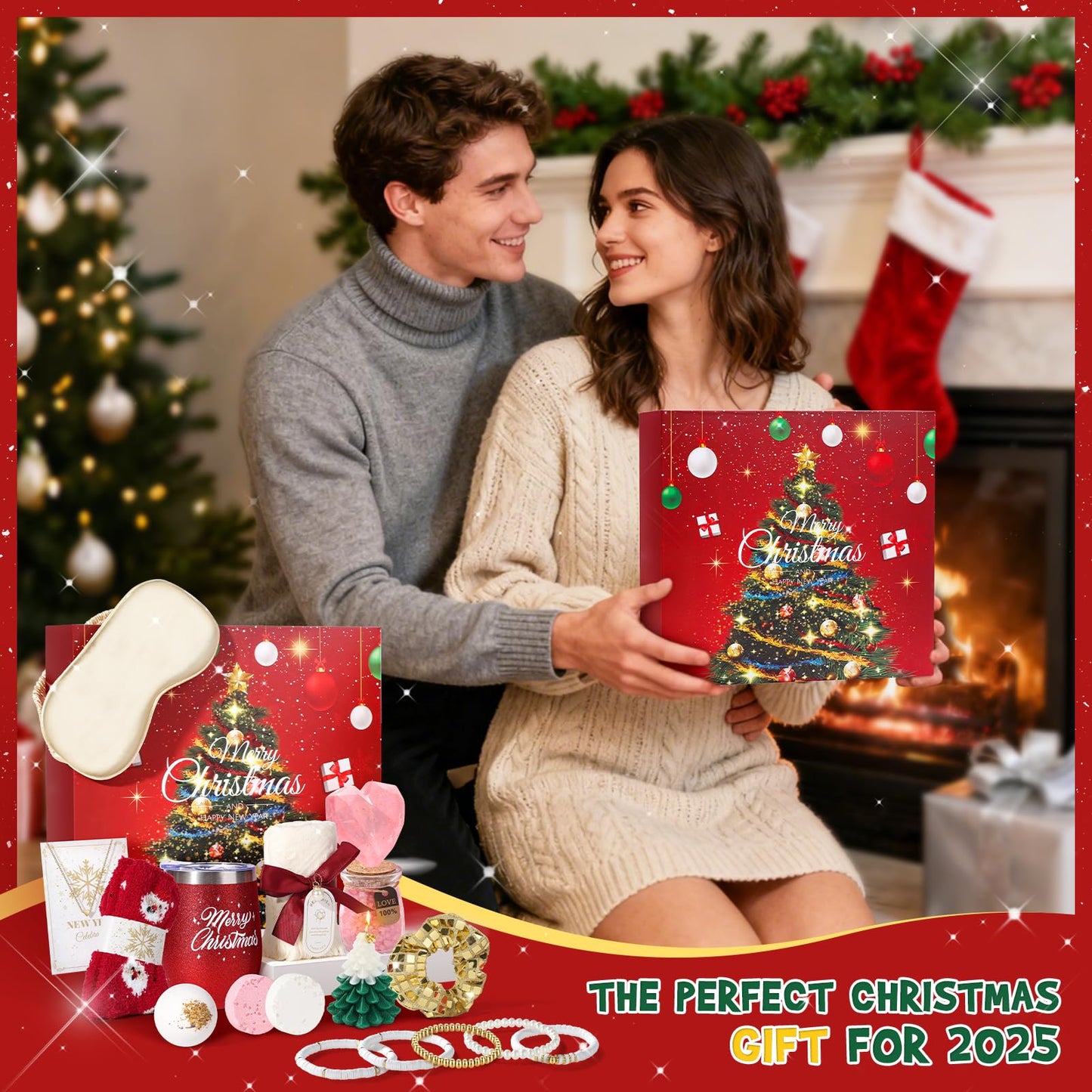 Joyliss Christmas Gift Baskets for Women, Christmas Advent Calendars 2025 for Adult Women and Teen Girls, Luxury Spa Self Care Christmas Gifts Basket Countdown Calendar for Mom Wife Girlfriend Green