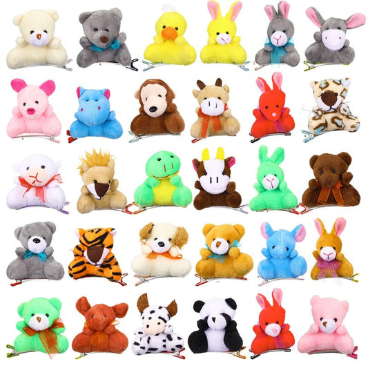 Luinabio 30 Pcs Plush Animal Hair Clips Rave Trinkets for Festival Valentines Gift Goodie Bags No Candy Treat Cute Small Animals Plush Hairpins Funny Hair Accessories for Women Rave Party