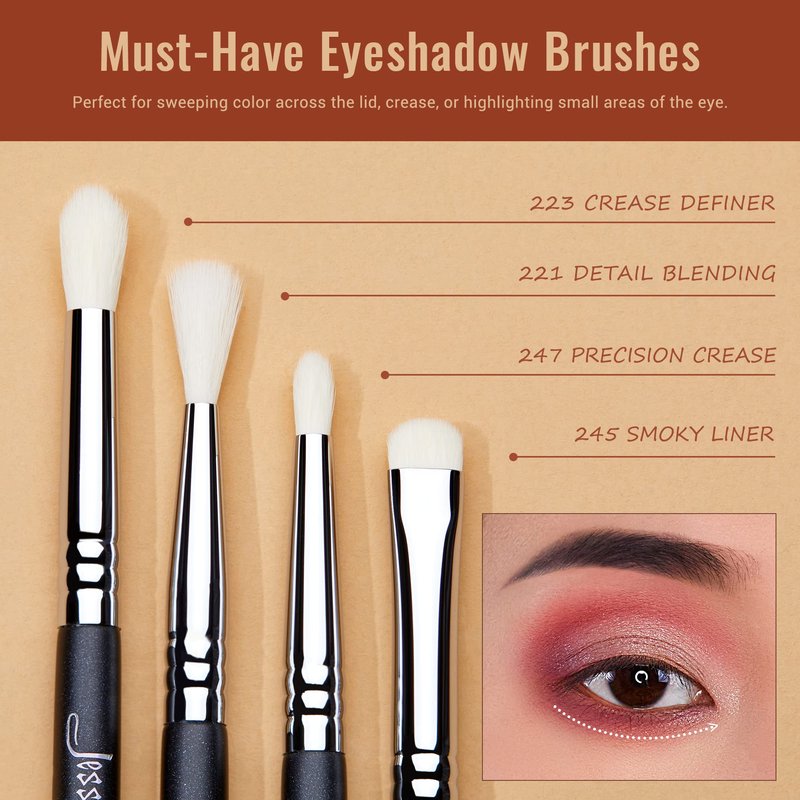 Jessup Eyeshadow Brush Set 11pcs Eye Makeup Brushes Set Professional Eye Shadow Brush Blending Brush Shader Crease Brush Black T340