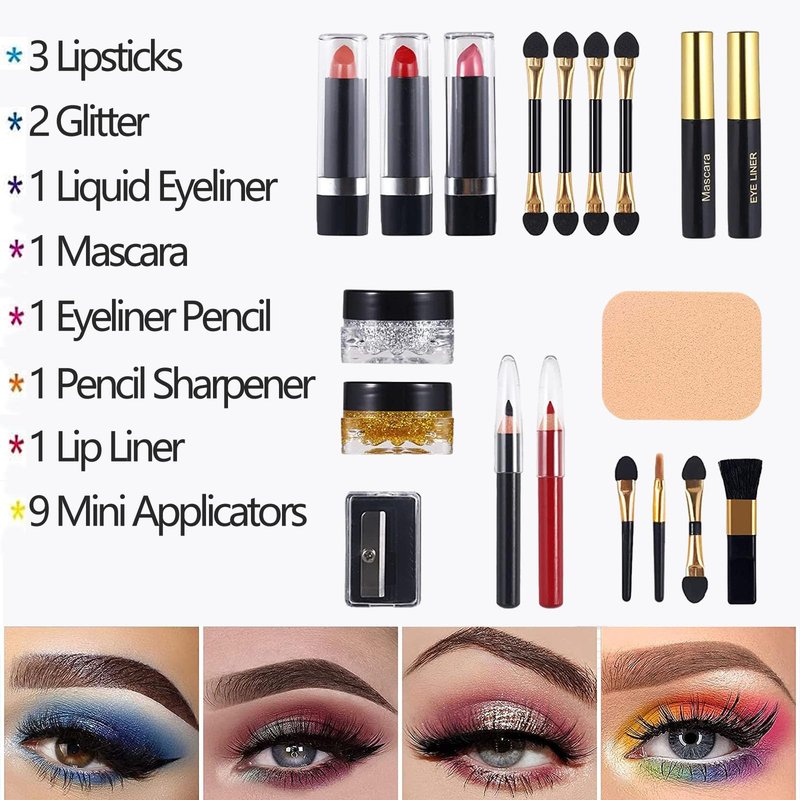 MISS ROSE 190 Colors Cosmetic Make up Piano Box Set,Combination with Eyeshadow /Facial Blusher /Eyebrow Powder /Eyeliner Pencil /Mirror,All-in-1 Makeup Gift Set (Color B)