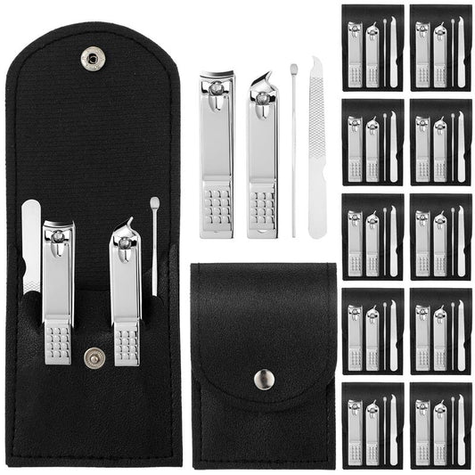 Geosar 12 Sets Manicure Gifts Bulk Nail Clippers Pedicure Kit Stainless Steel Professional Pedicure Grooming Kits Nail Care Tools with Travel Case for Women Men Hand Foot Birthday(Black)