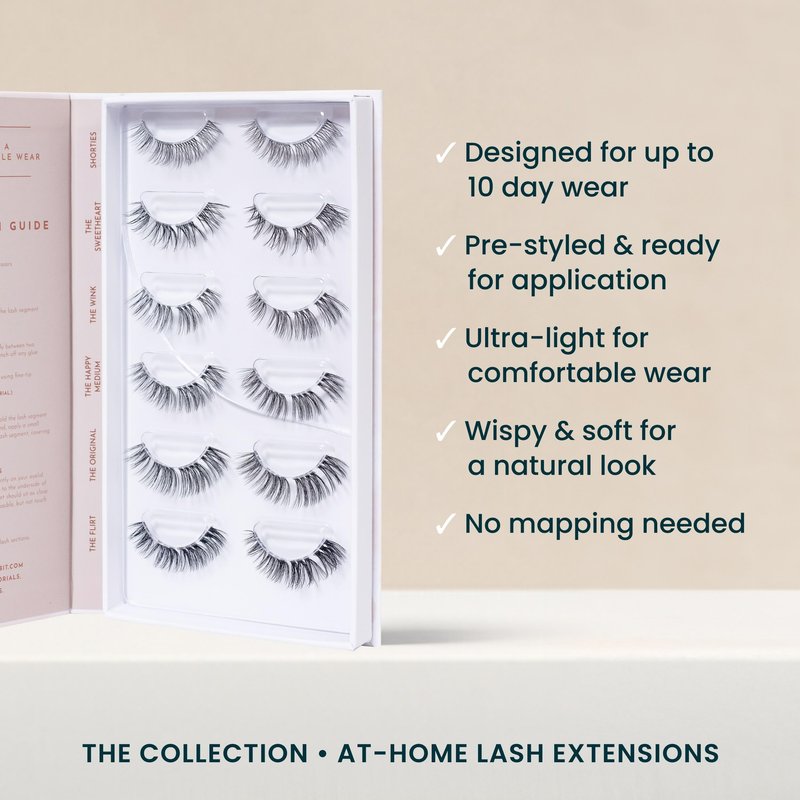 FlutterHabit Classic Collection Box, DIY Lash Extensions, Lash Clusters Kit, Up to 10 Day Wear, Natural & Classic Lashes, Salon Quality Eyelashes Extensions, 6 Sets of Lashes, No Lash Glue Included