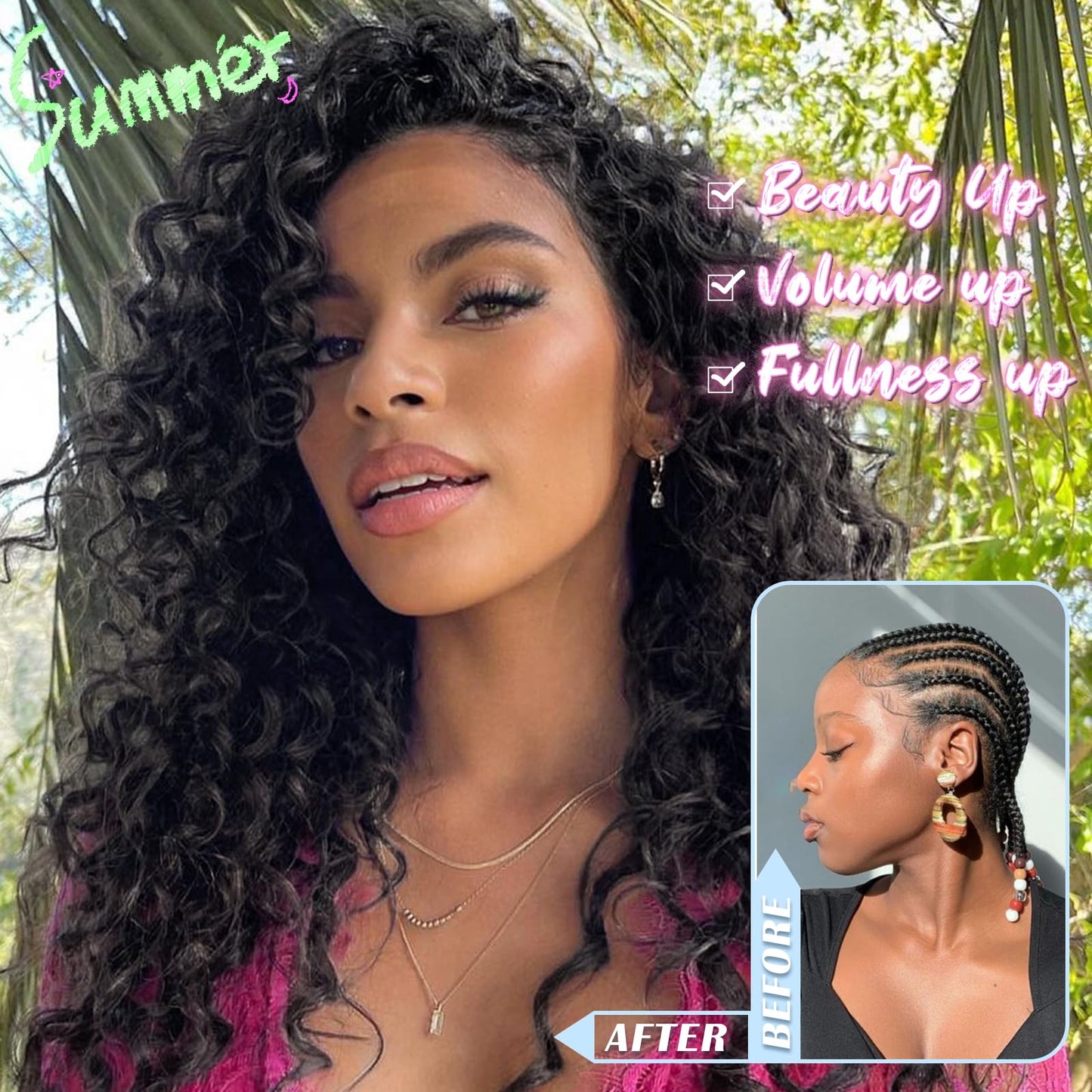 Gowit Pre Looped Deep Wave Crochet Hair 14 Inch 7 Packs Short Curly Black Pre Twisted Ocean Wave Deep Twist Crochet Braids Synthetic Braiding Hair for Black Women