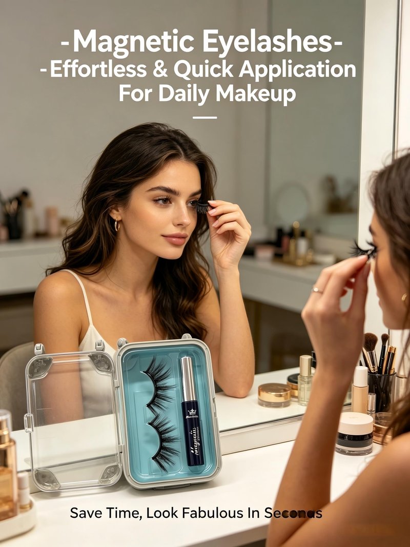Amzmam Magnetic Eyelashes Natural Look,Magnetic Eyelashes and Eyeliner Kit,Natural Magnetic Lashes,Waterproof, Long Lasting, Easy Apply. (Black-12)