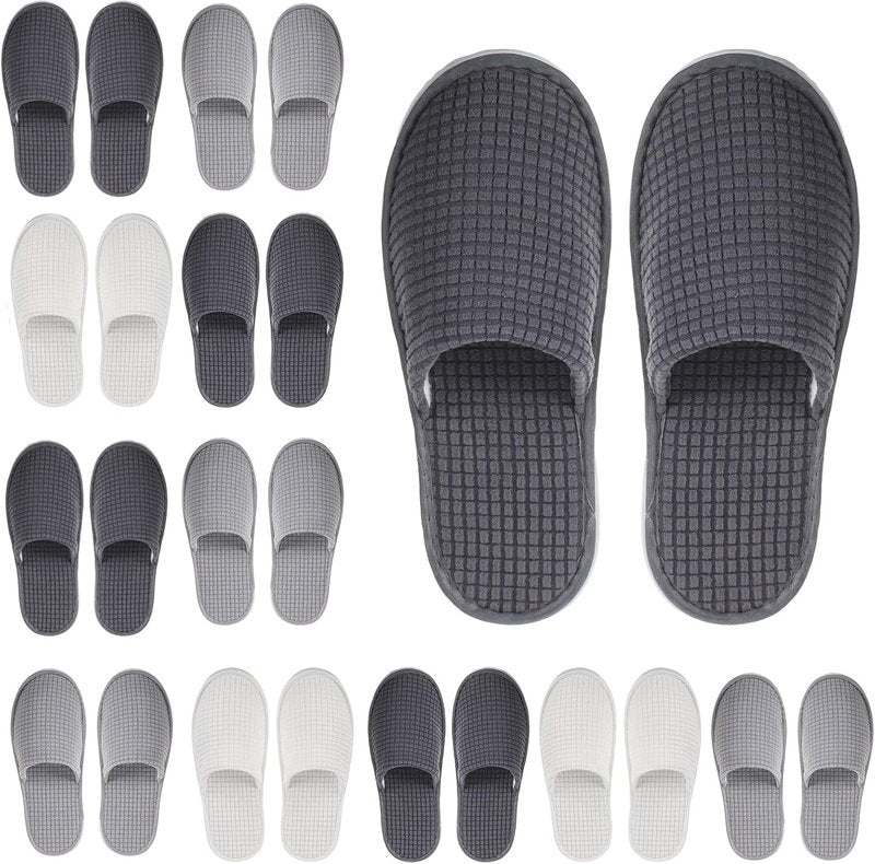 House Slippers for Guests - Non-Slip Disposable Travel Slippers | Washable, Reusable, Closed Toe for Weddings & Indoor Use