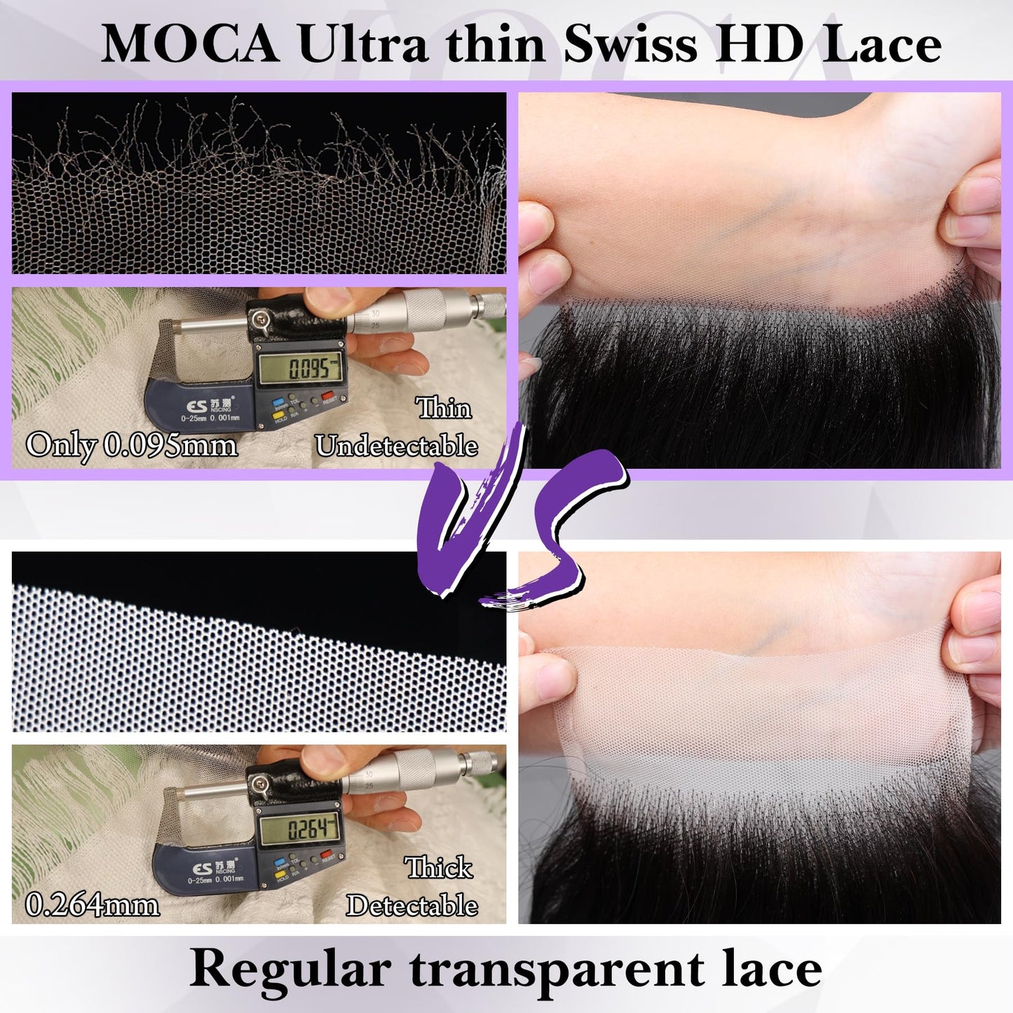 2x6 HD Lace Closure 18 Inch, SKINLIKE 0.095mm Ultra-thin Invisible Real Swiss Lace Closure Only,Straight RAW Virgin Human Hair Single Knot Pre-Plucked with Baby Hair