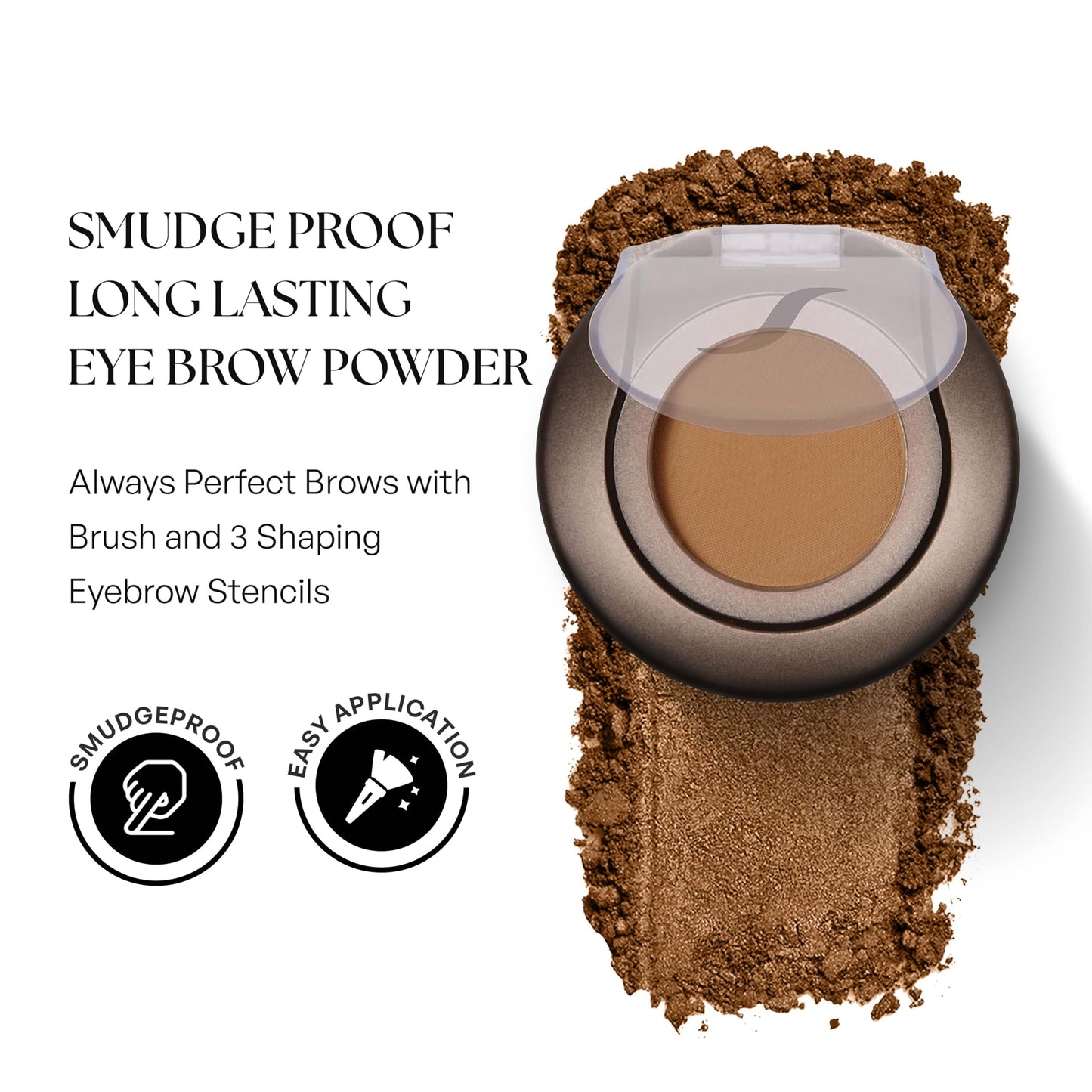 SORMÉ Smudge Proof Long Lasting Eye brow Powder for Women - Always Perfect Brows with Brush and 3 Shaping Eyebrow Stencils (Fine, Medium, Full) - Finest Color Pigment Eyebrow Filler - Medium Brown
