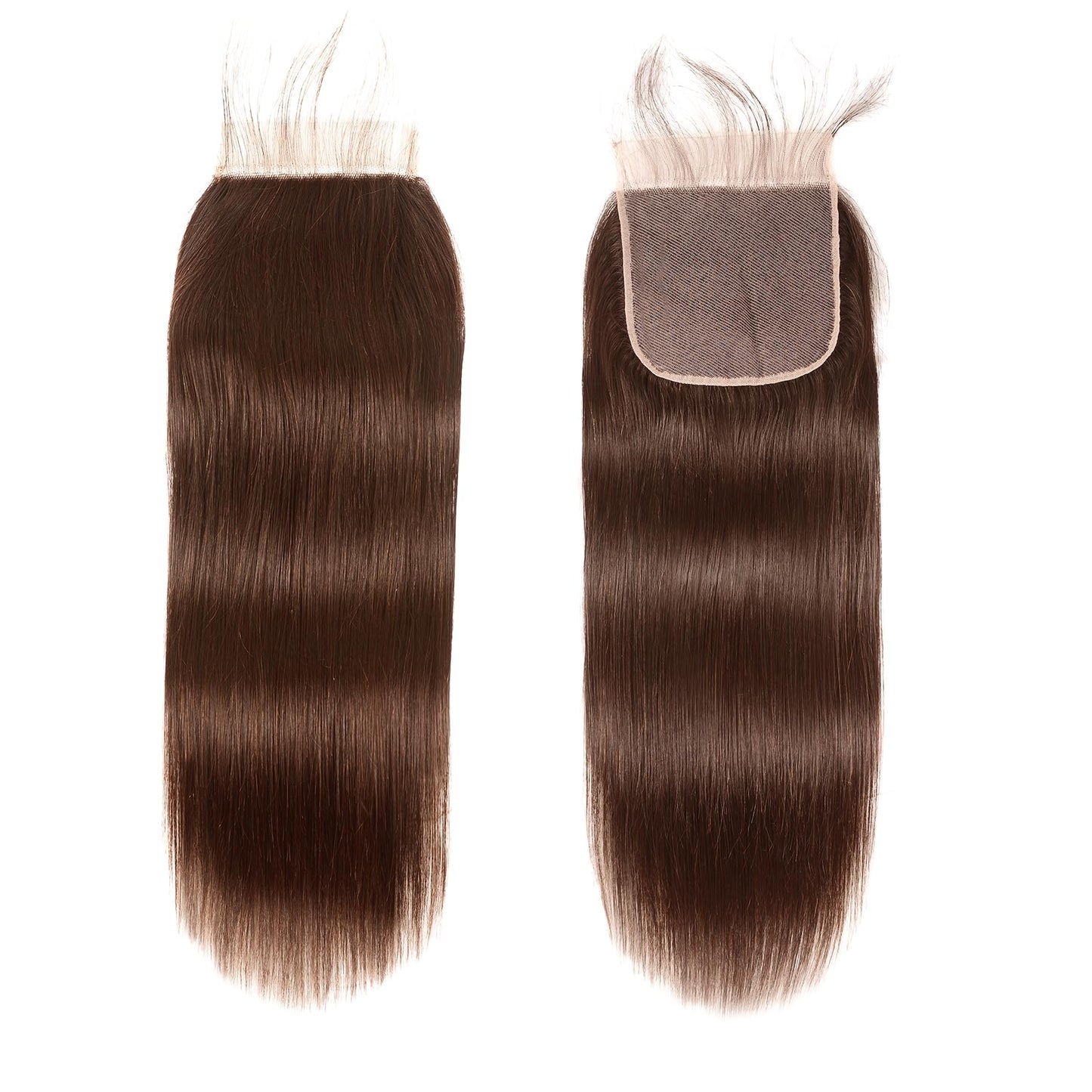 5x5 Brown Transparent Lace Closure Chocolate Human Hair 5x5 Straight Pre Plucked Natural HairLine Knots Bleached Baby Hair Brazilian Virgin Remy 10 inch