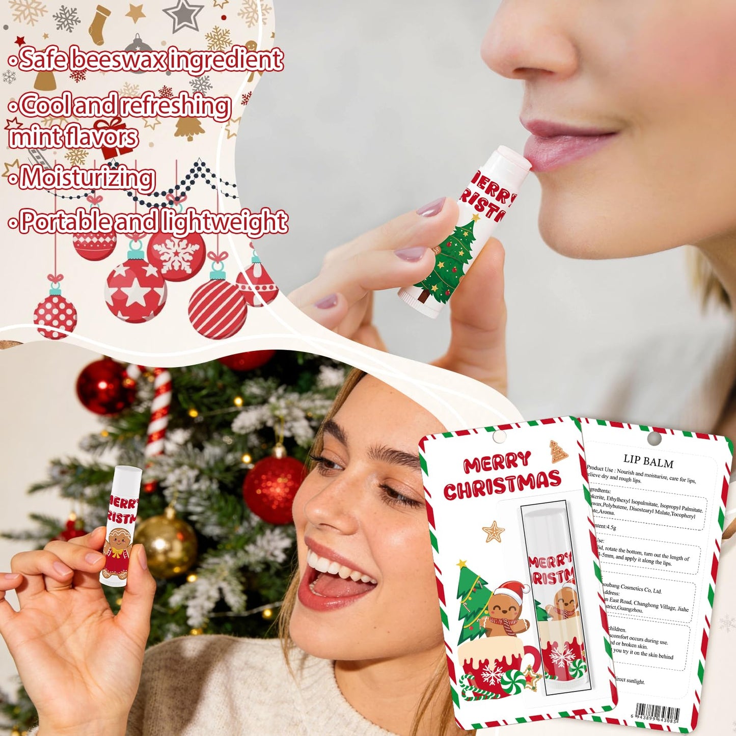 Nlicrst 30 Pack Gingerbread Bulk Lip Balms Christmas Moisturizing Natural Lip Balms for Christmas Stocking Stuffers Goodie Bag Fillers Classroom Prizes Thank You Appreciation Gifts Party Favors