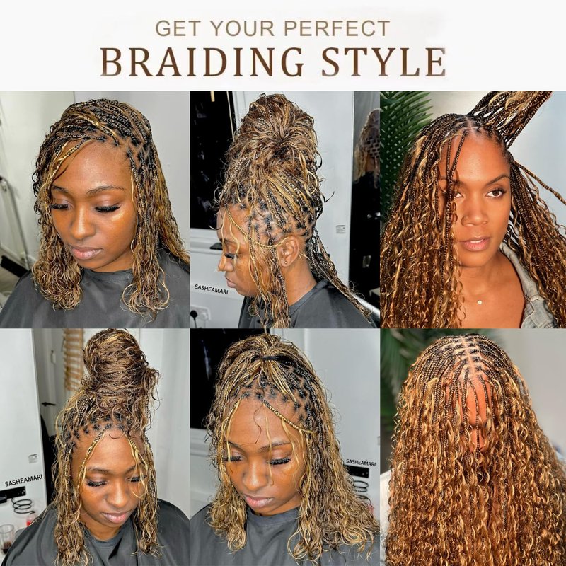 Syrenlore Highlighted Honey Blonde Braiding Human Hair for Boho Knotless Braids 18 Inch 50G LIGHT BULK, Ombre 4/27 Curly Braiding Hair Deep Wave Human Hair Bulk, No Weft Blonde & Brown Hair Extensions