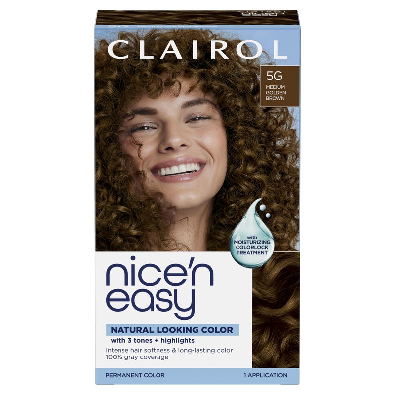 Clairol Nice'n Easy Permanent Hair Dye, 5G Medium Golden Brown Hair Color, Pack of 1