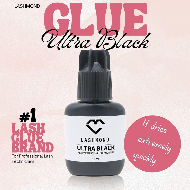 Lashmond Pro Strong Eyelash Extension Glue Ultra Black -Lash Adhesive (10 ml) / 2-3 Sec Drying time/Retention – 6 to 8 Weeks/Maximum Bonding Power/Black Adhesive for Semi-Permanent Extensions