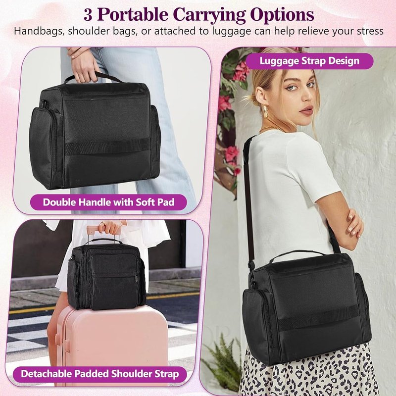 Nail Polish Organizer Case - Extra Large 105 Bottle Capacity | 3 Removable Pouches for Manicure Tools & Supplies