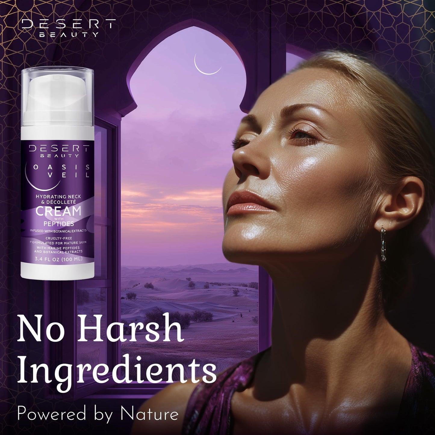 Desert Beauty Neck Firming Cream - Tightening and Lifting Formula - Peptides, Collagen, Hyaluronic Acid - Neck Cream for Women Over 50-3.38 fl oz