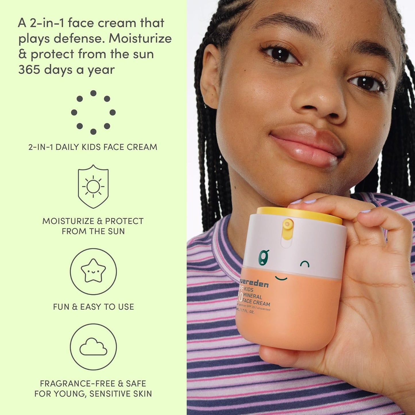 Kids Face Cream with SPF 20 - Fragrance-Free, Non-Toxic Moisturizer | 1.7 oz Multi-Vitamin Lotion