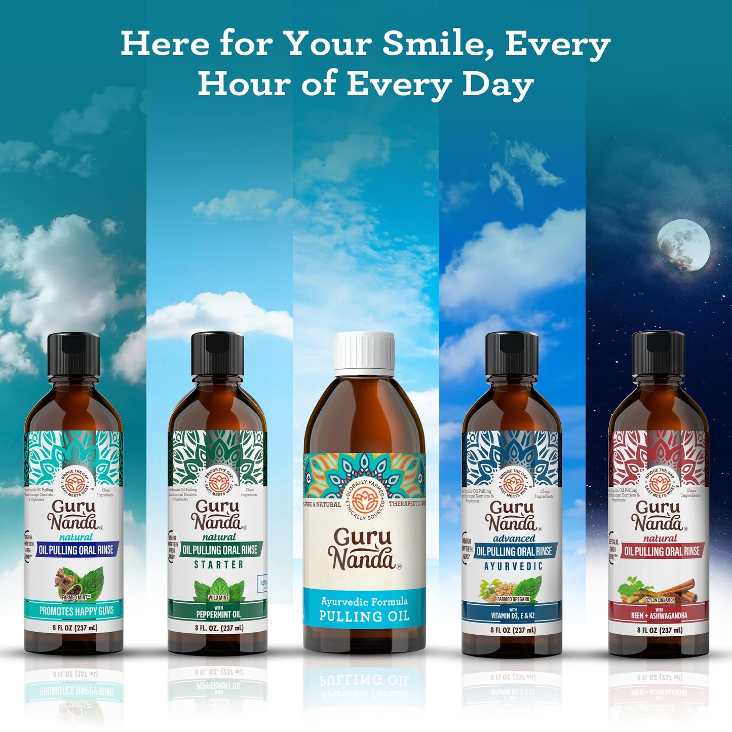 GuruNanda Original Oil Pulling Mouthwash, Promotes Deep Cleaning, With Coconut & Sesame for Teeth & Gum Health & Fresh Breath, ALcohol-free, 3X8.45 Fl Oz