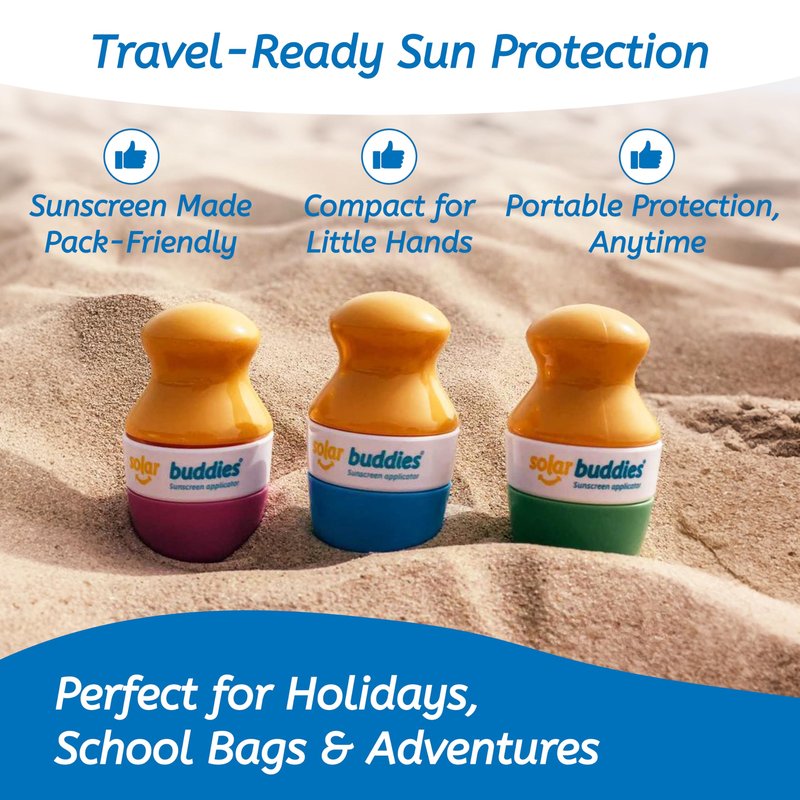 Solar Buddies Sunscreen Applicator - Single Green - Refillable Roll on Sponge Sunscreen, Suncream & Lotion Applicator For Kids, Adults & Families - Holds 3.4fl oz, Perfect Size for Travel
