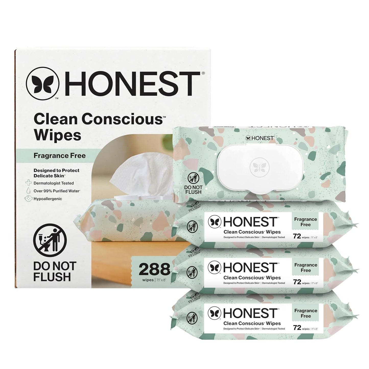 Hypoallergenic Multi-Use Baby Wipes - Sensitive Skin, Geo Mood | 288 Count
